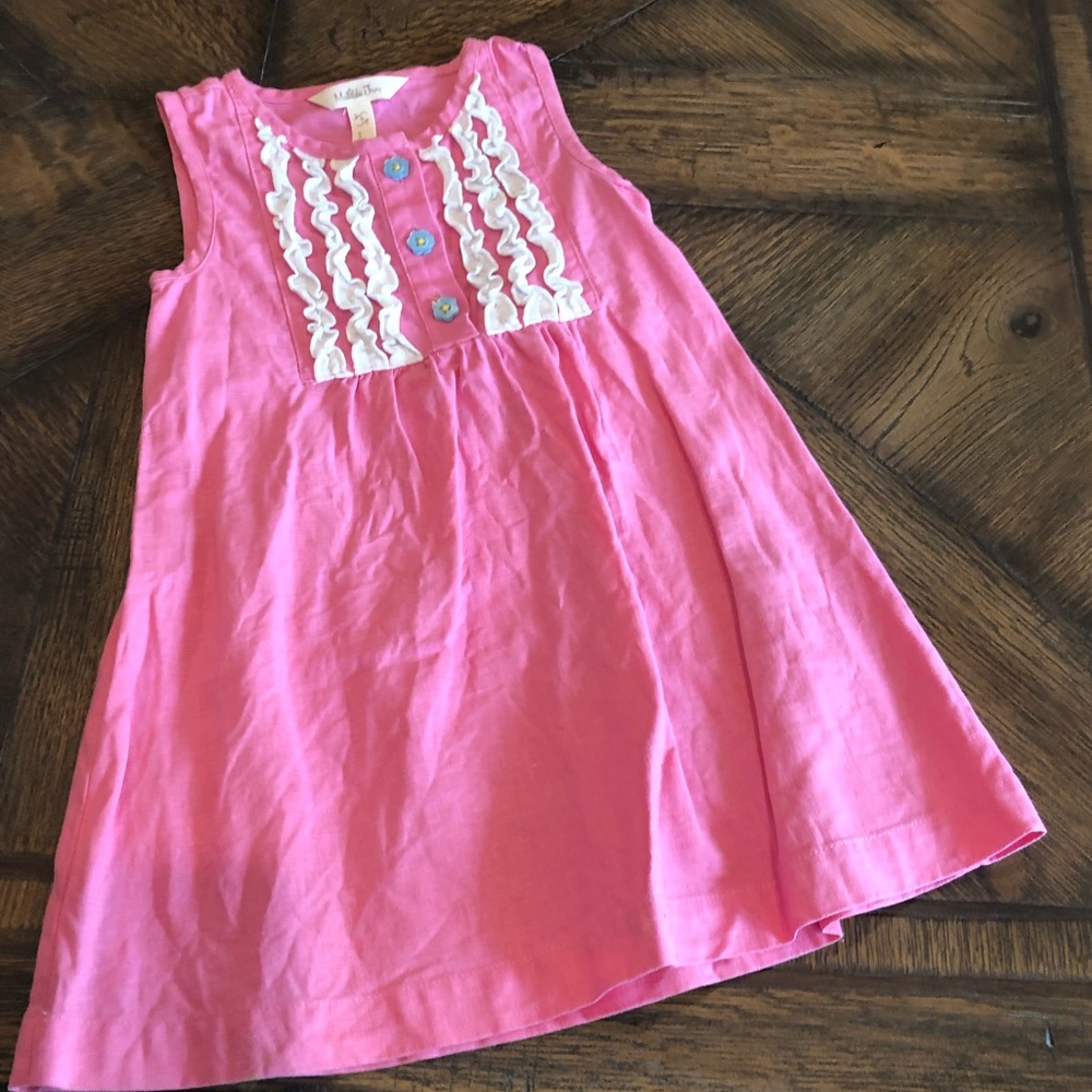 Girls sleeveless pink linen, lily dress